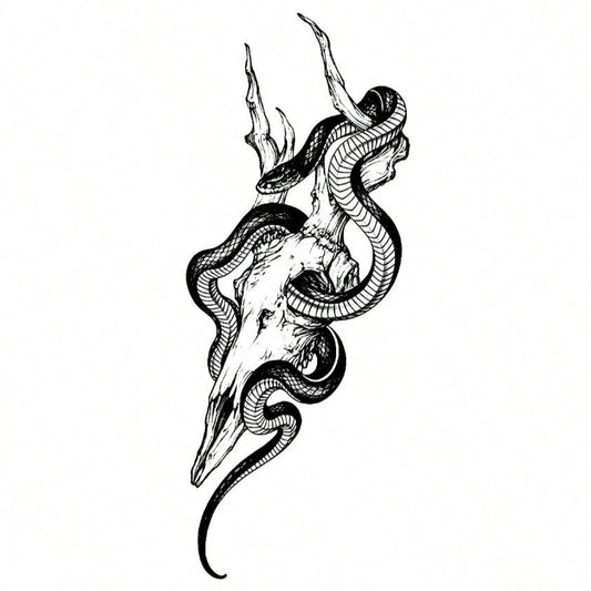 Tatuaje Temporal Serpiente y Hierbas 8x18 cm, 15 Días, Realista