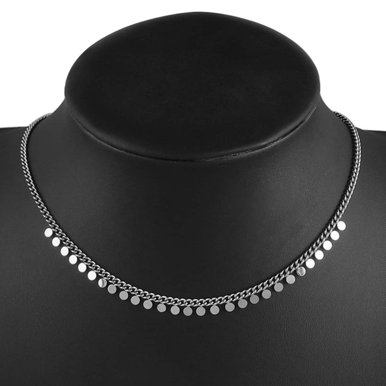 Collar de acero inoxidable redondo con borla para mujeres