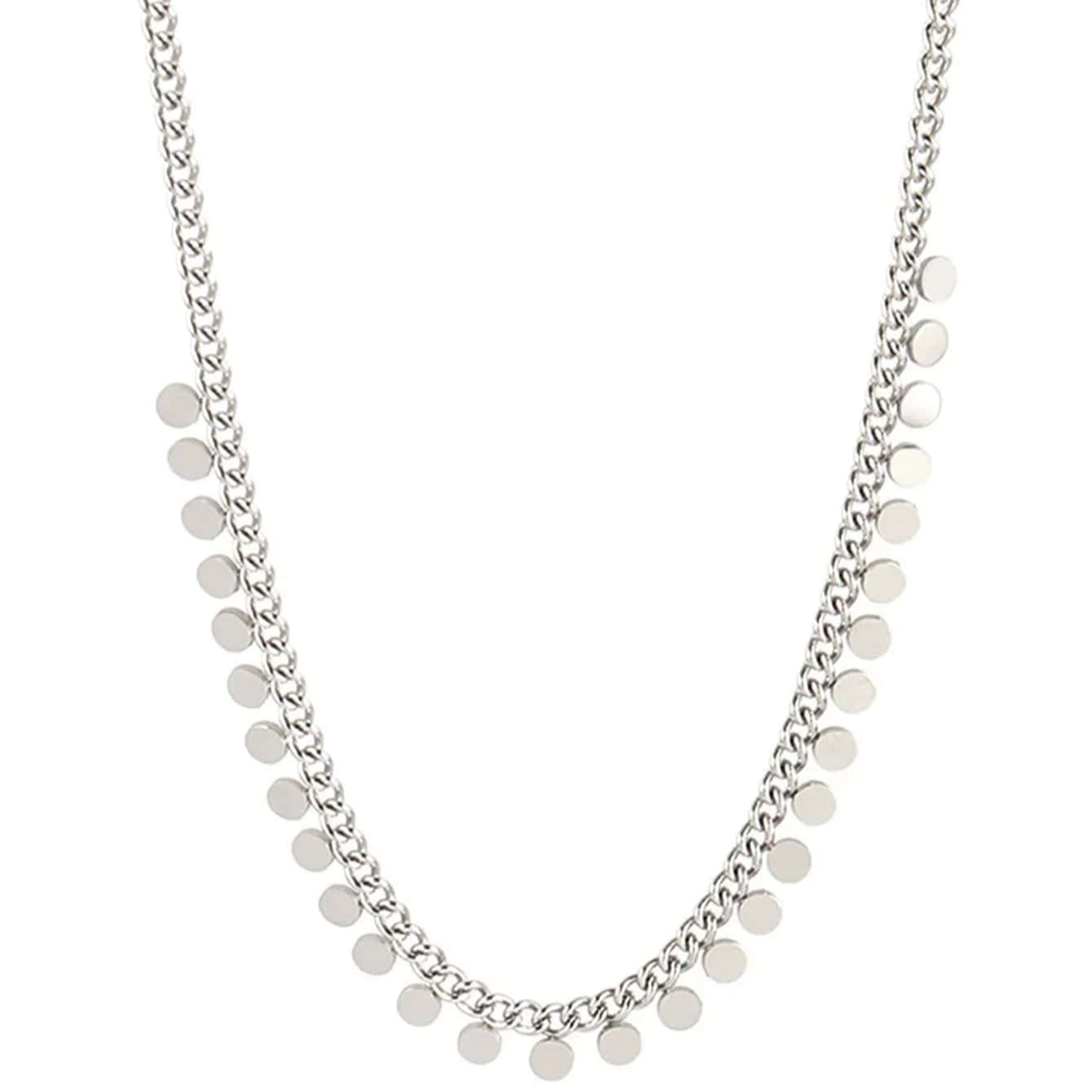 Collar de acero inoxidable redondo con borla para mujeres