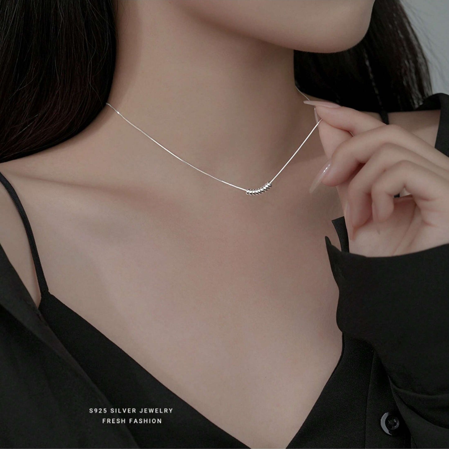 Collar de Plata de Ley 925 con Pendiente en Forma de Bola