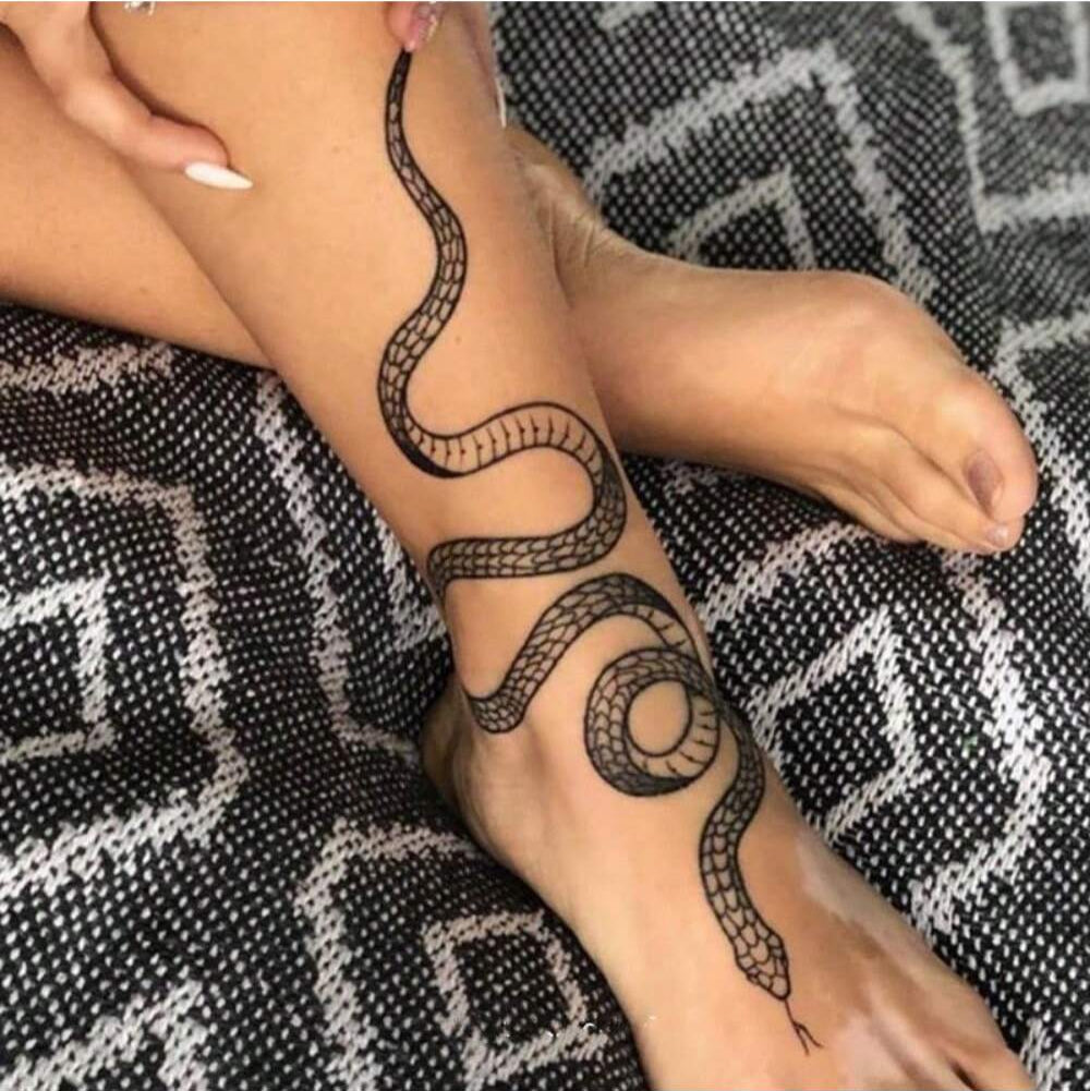 Tatuaje Temporal Impermeable Serpiente Negra 1 Pieza 2-5 Días