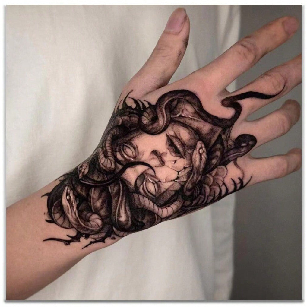 Tatuaje Temporal Medusa Impermeable de INKARTLINK, Realista y Duradero