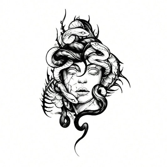 Tatuaje Temporal Medusa Impermeable de INKARTLINK, Realista y Duradero