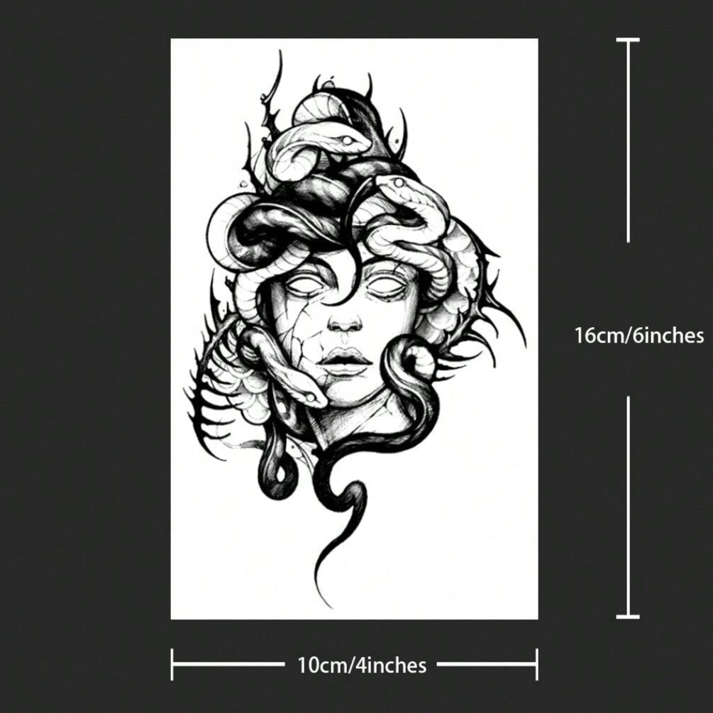 Tatuaje Temporal Medusa Impermeable de INKARTLINK, Realista y Duradero