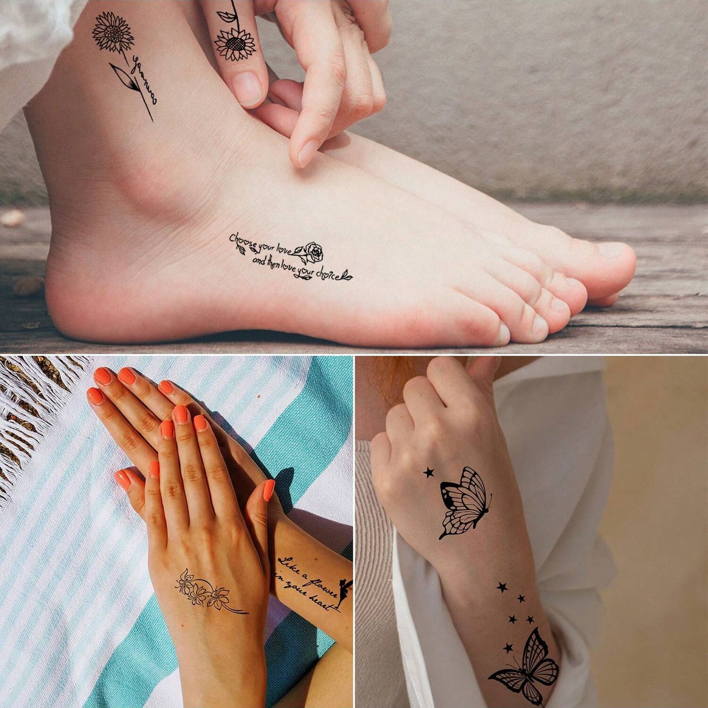 Tatuajes Temporales con Diseños de Corazón Negro