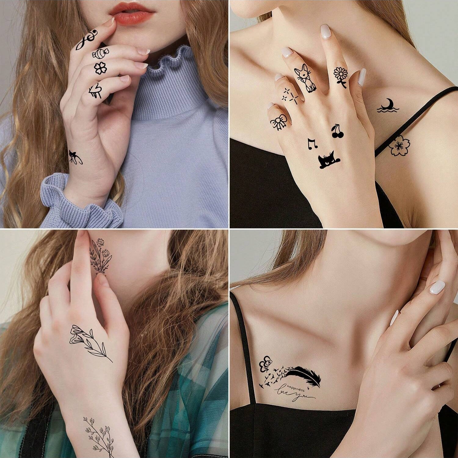 Tatuajes Temporales con Diseños de Corazón Negro