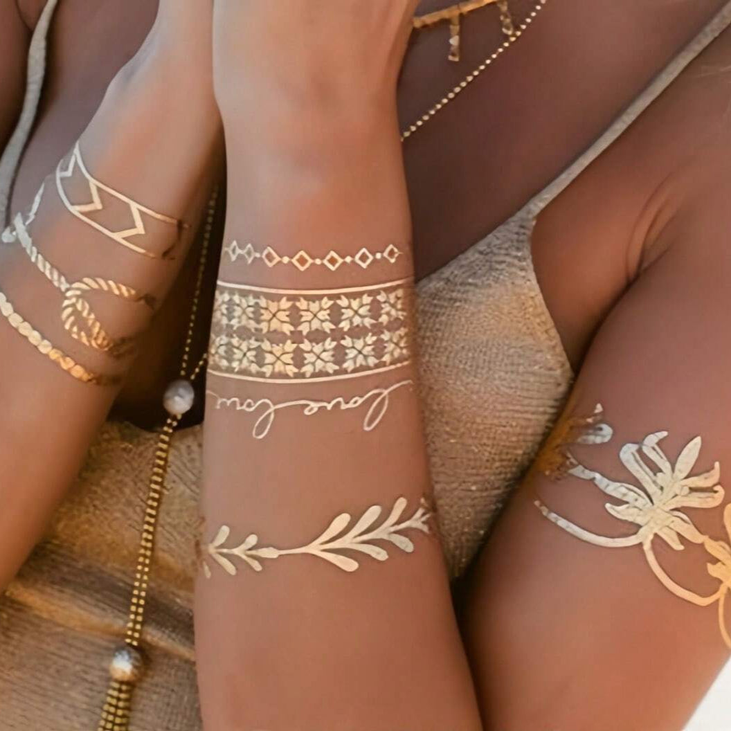 Tatuajes Temporales de Laca de Oro