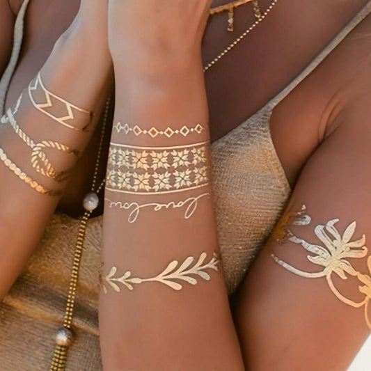 Tatuajes Temporales de Laca de Oro