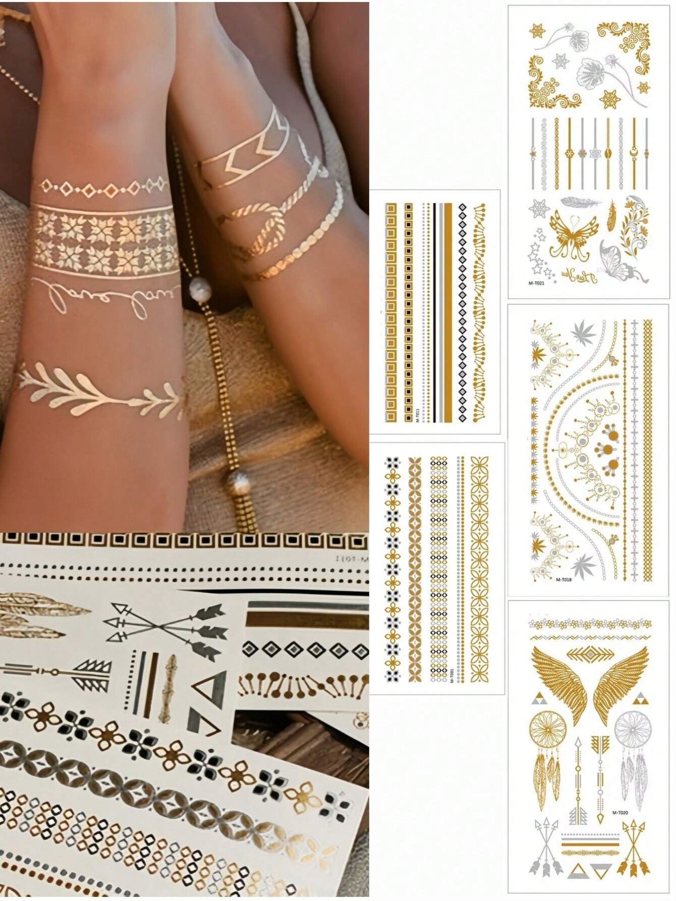 Tatuajes Temporales de Laca de Oro