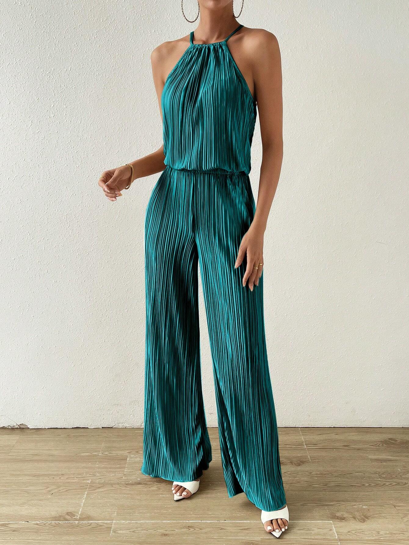 SHEIN Raffinéa Mujer Conjunto de Parte Superior y Pantalones de Hombro Frío de Color Sólido