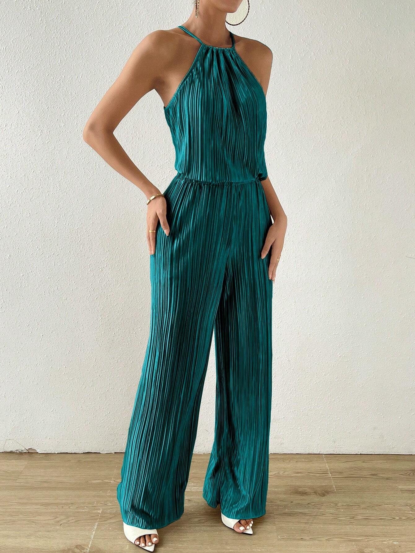 SHEIN Raffinéa Mujer Conjunto de Parte Superior y Pantalones de Hombro Frío de Color Sólido