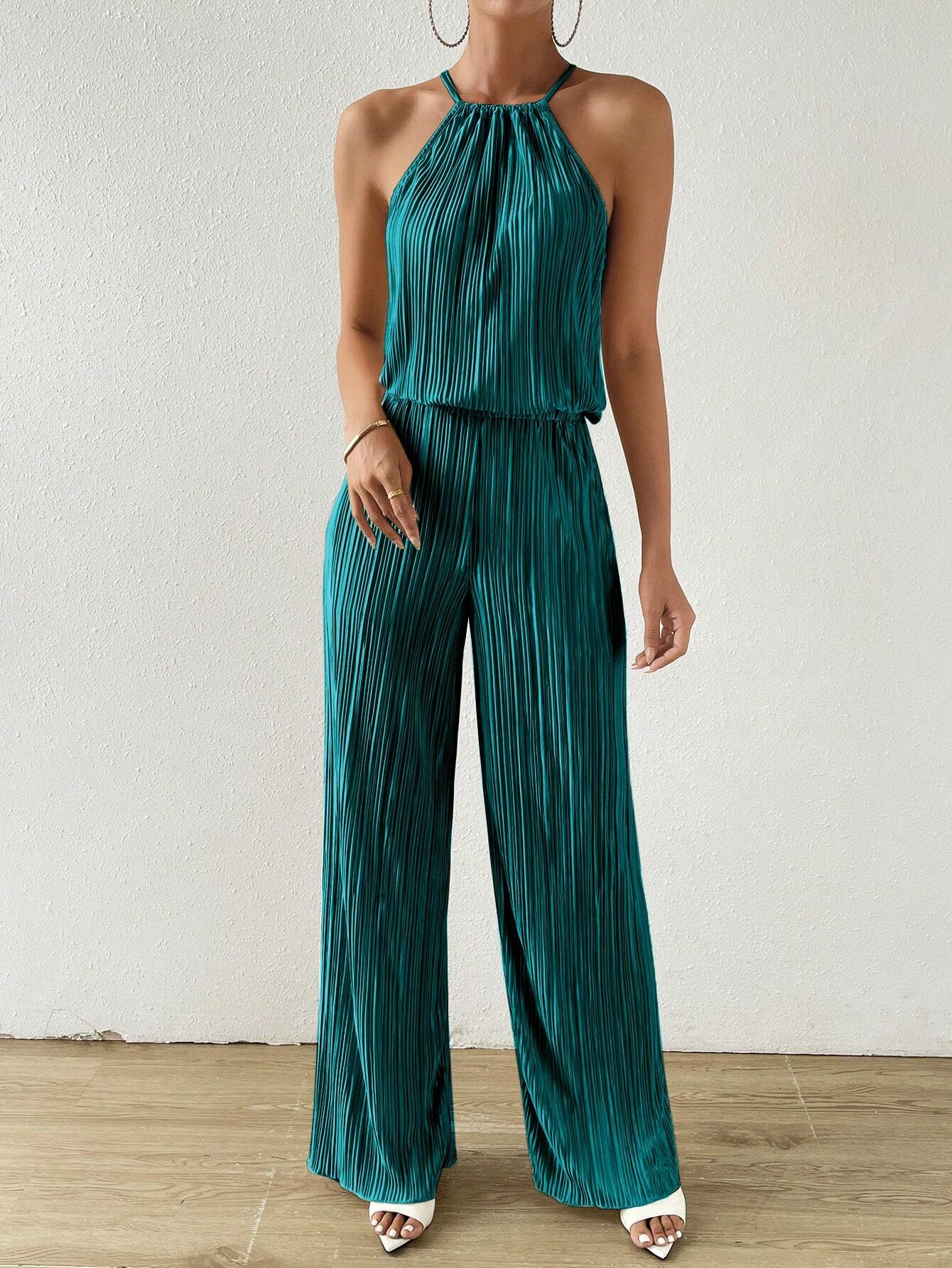 SHEIN Raffinéa Mujer Conjunto de Parte Superior y Pantalones de Hombro Frío de Color Sólido