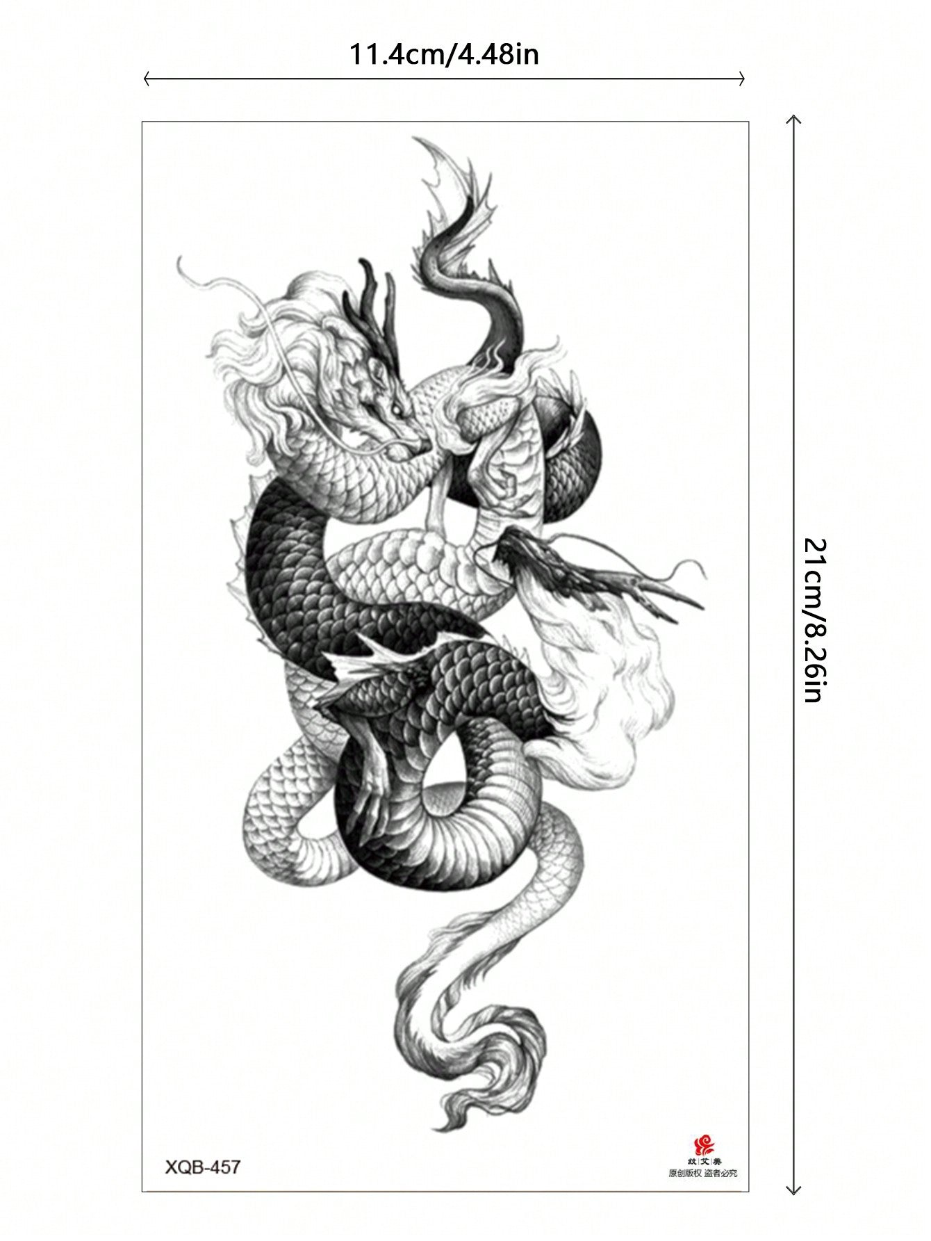 Tatuajes Temporales Impermeables Dragón Serpiente Cruz Rosa para Brazos y Piernas