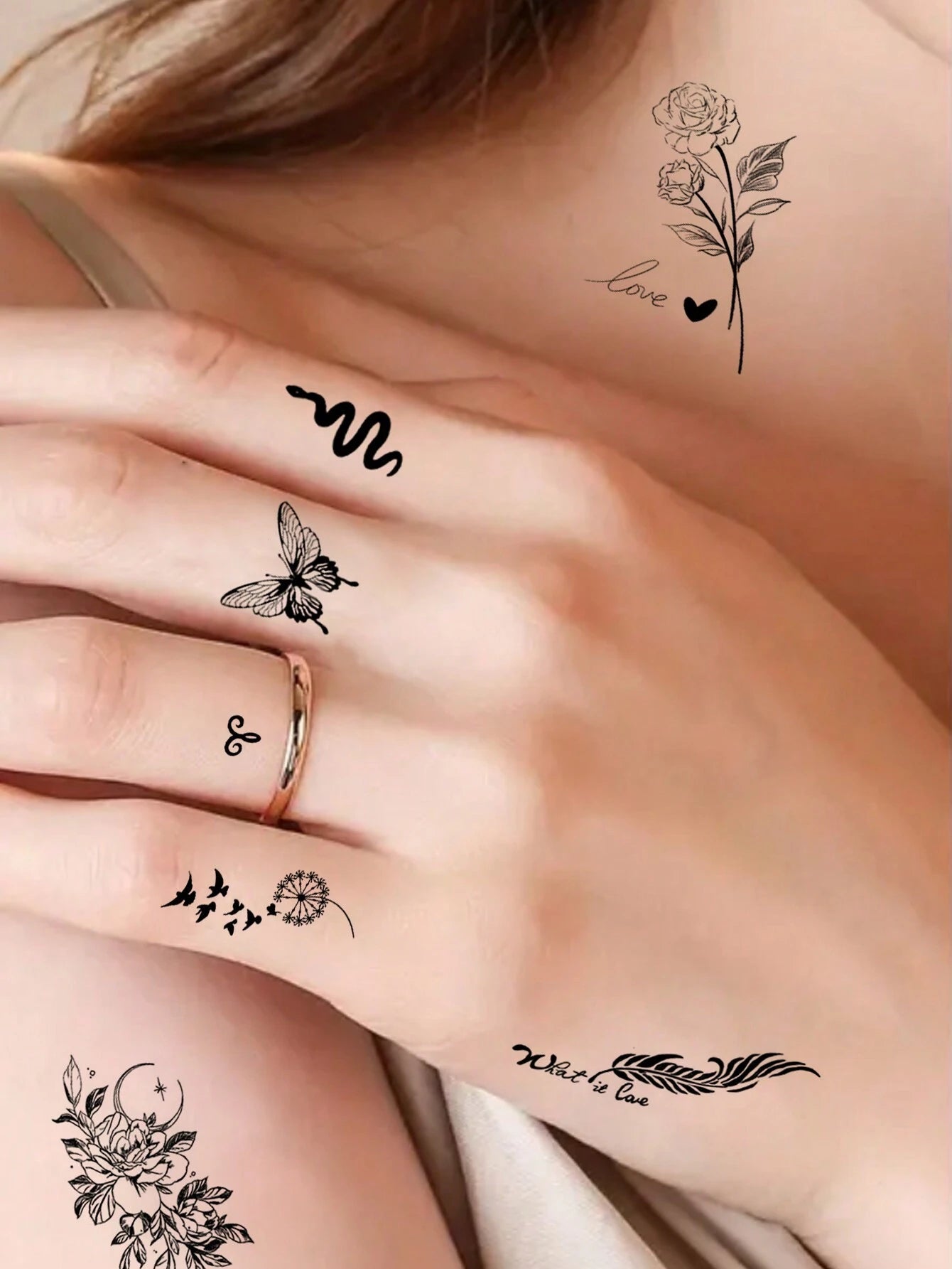 Tatuajes Temporales de Mariposa y Flores