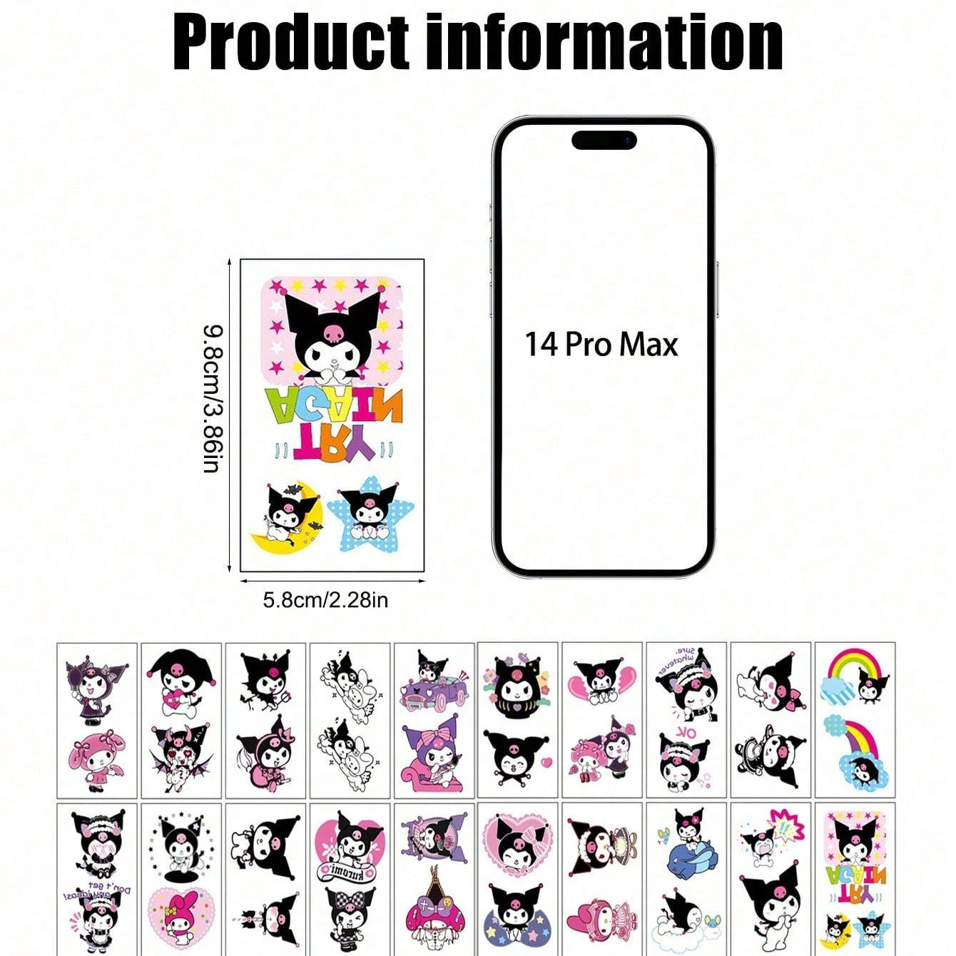 Set de 30 Pegatinas Anime Hello Kitty y Cinnamoroll Impermeables