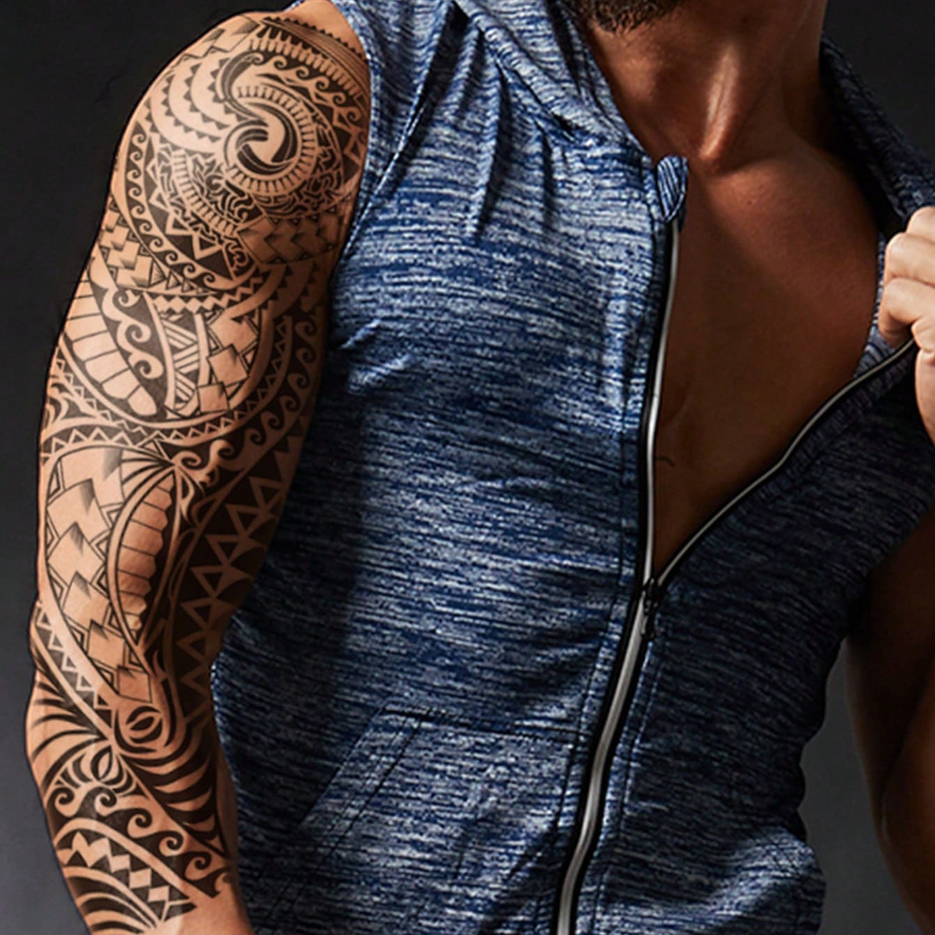 Pegatinas de tatuaje temporal maorí negra extra grande para brazo