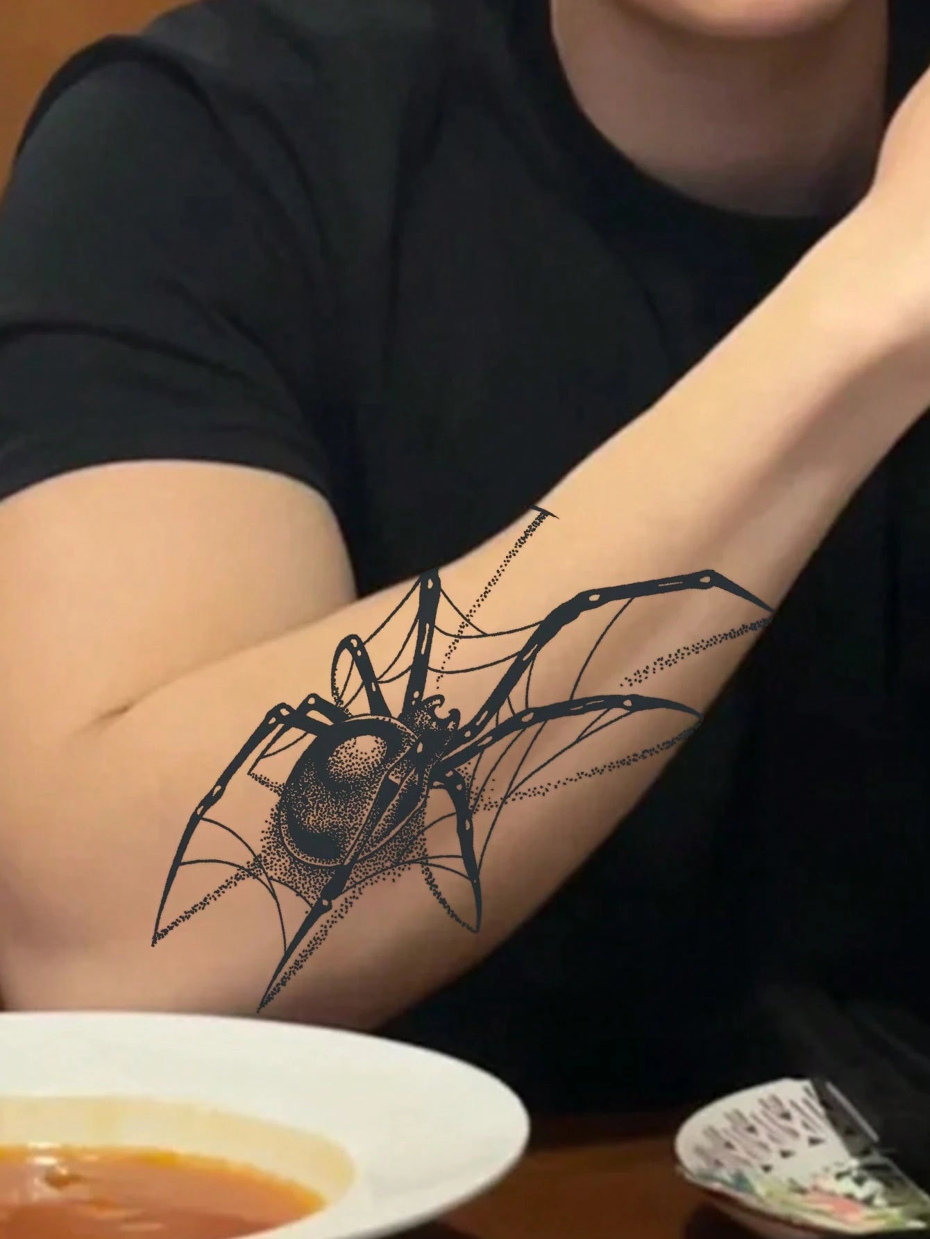 Tatuaje Temporal de Araña Negro Impermeable para Hombre y Mujer