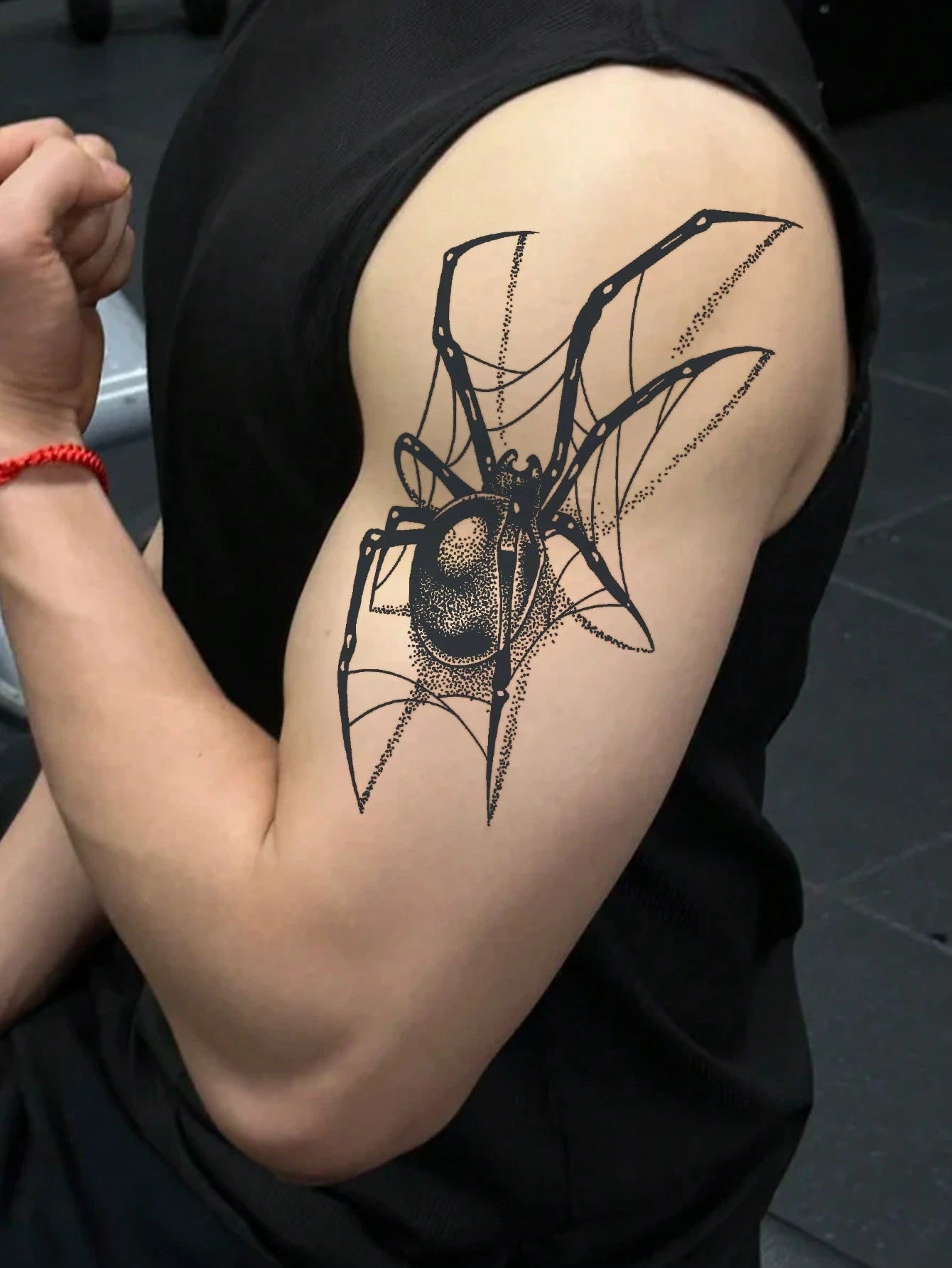 Tatuaje Temporal de Araña Negro Impermeable para Hombre y Mujer