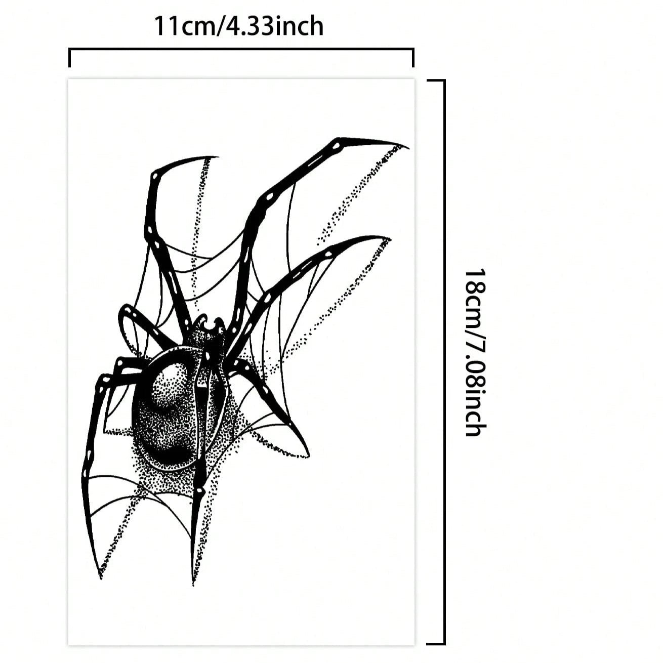 Tatuaje Temporal de Araña Negro Impermeable para Hombre y Mujer