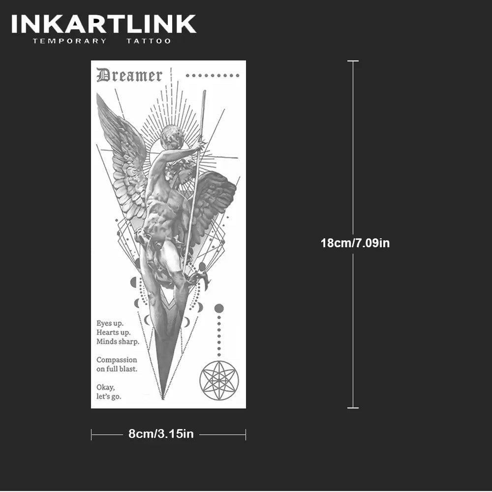 Tatuaje Temporal Inkartlink 8x18cm Patrón Jugo de Hierbas Dios Caído