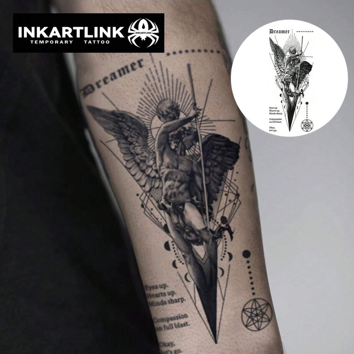 Tatuaje Temporal Inkartlink 8x18cm Patrón Jugo de Hierbas Dios Caído