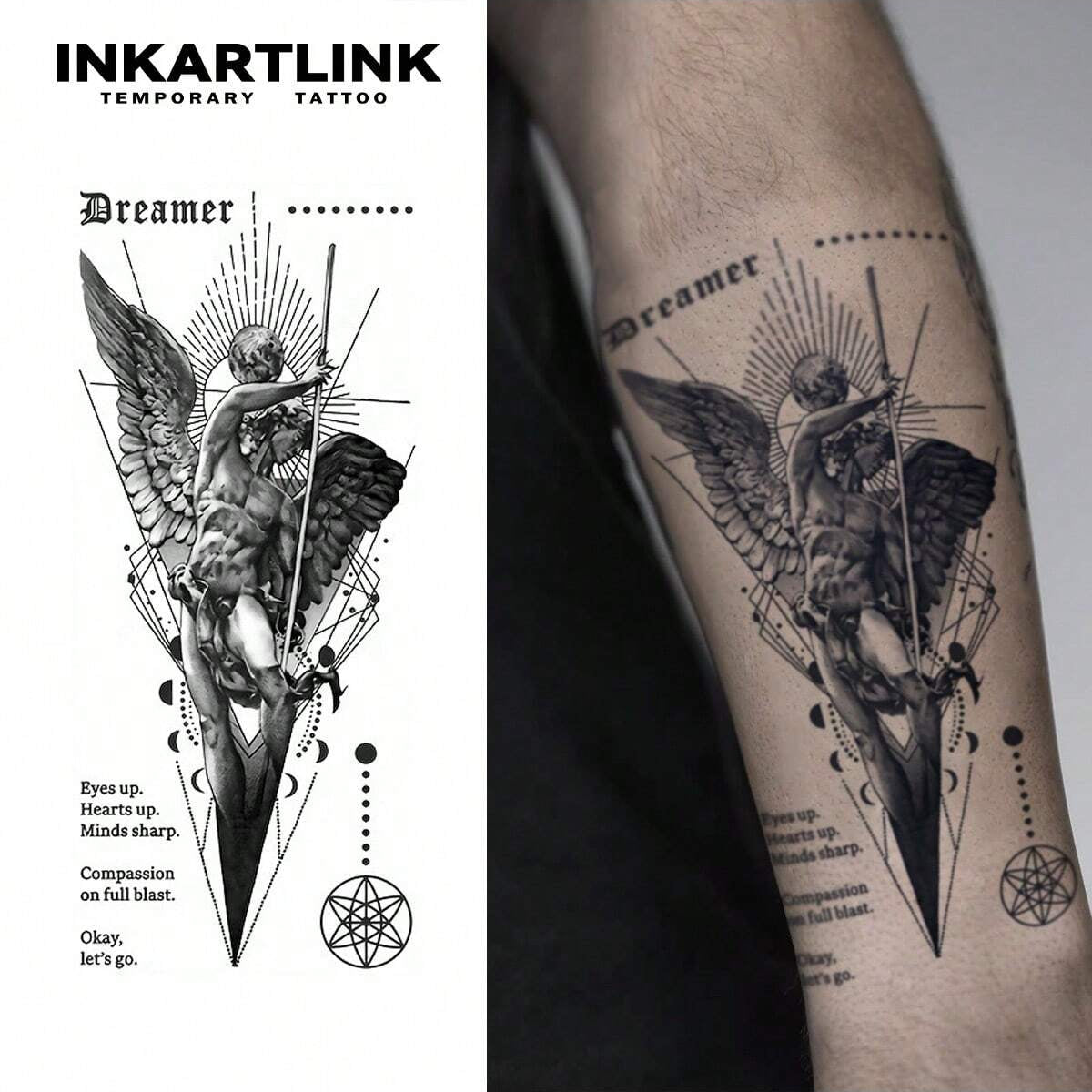 Tatuaje Temporal Inkartlink 8x18cm Patrón Jugo de Hierbas Dios Caído