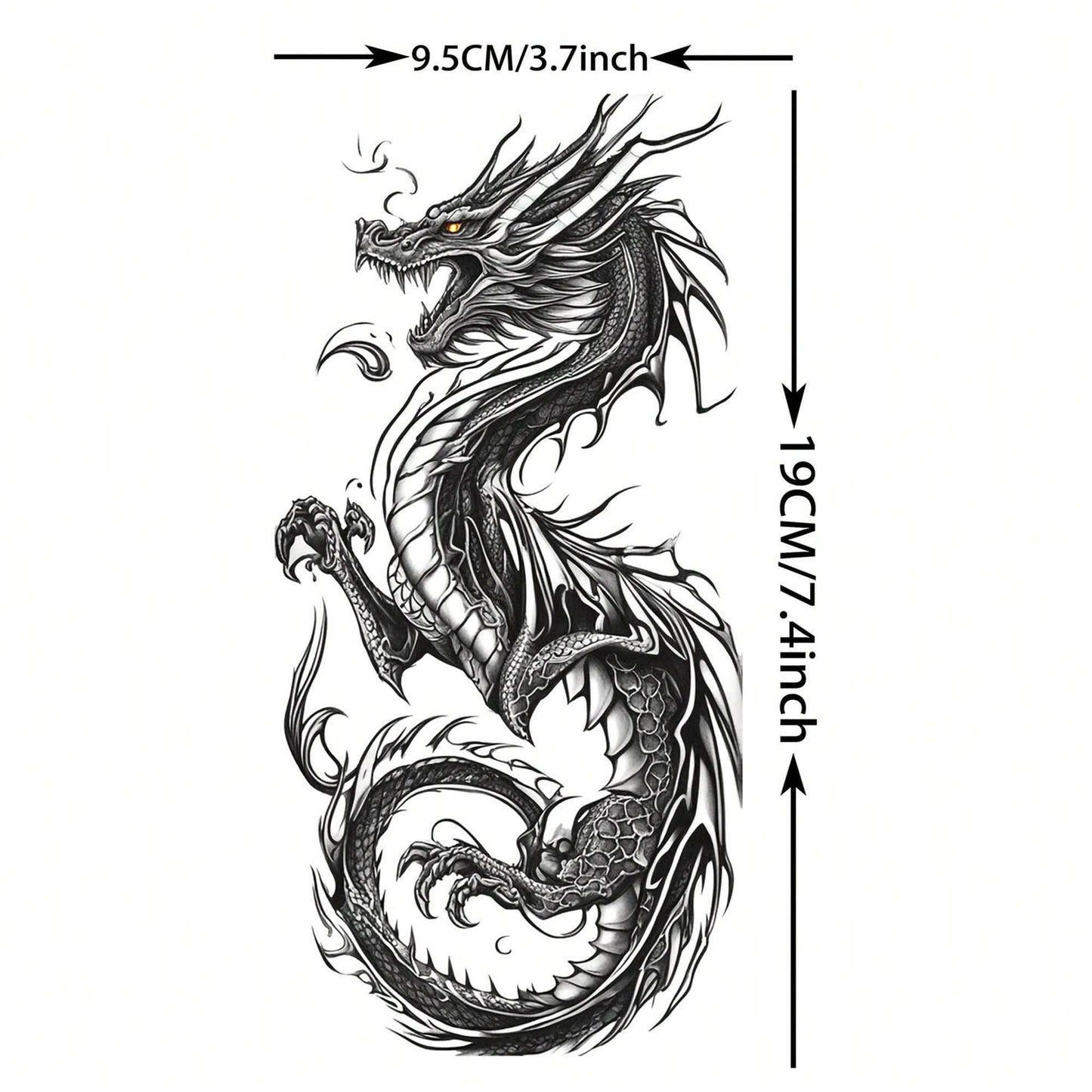 Juego de 8 Tatuajes Temporales de Dragón Negro Realista