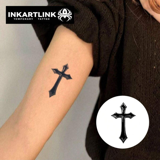 Tatuaje Temporal Gothic Cross INKARTLINK, Pack 3 Diseños Oscuros