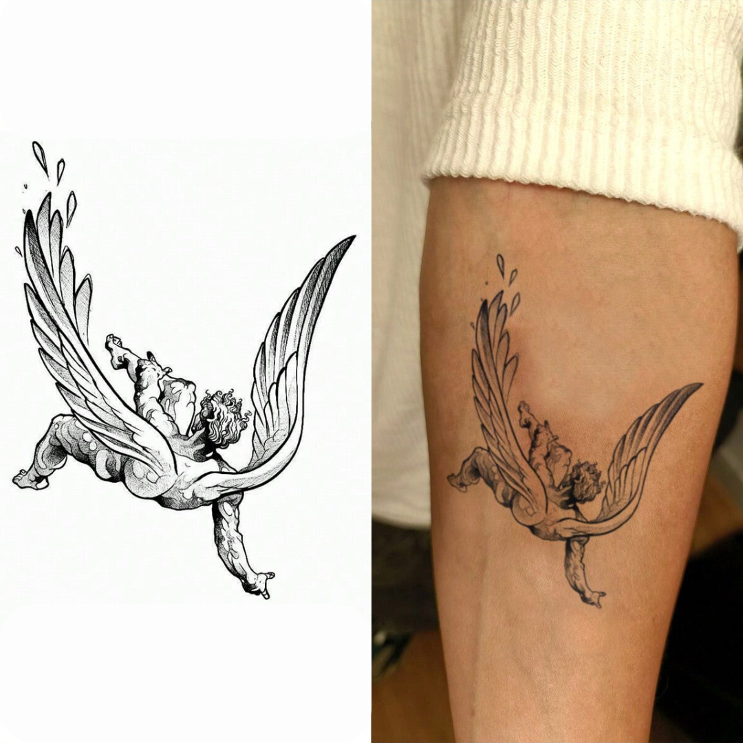 🔝 Tatuaje temporal Ángel Caído Boldink