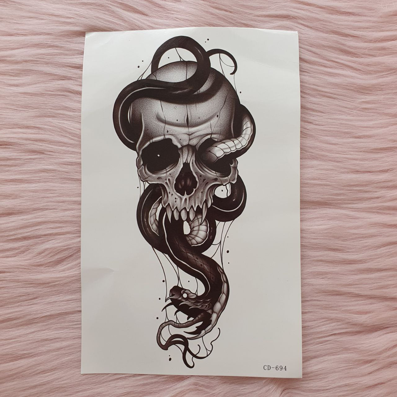 Tatuaje Temporal de Calavera y Serpiente Shein