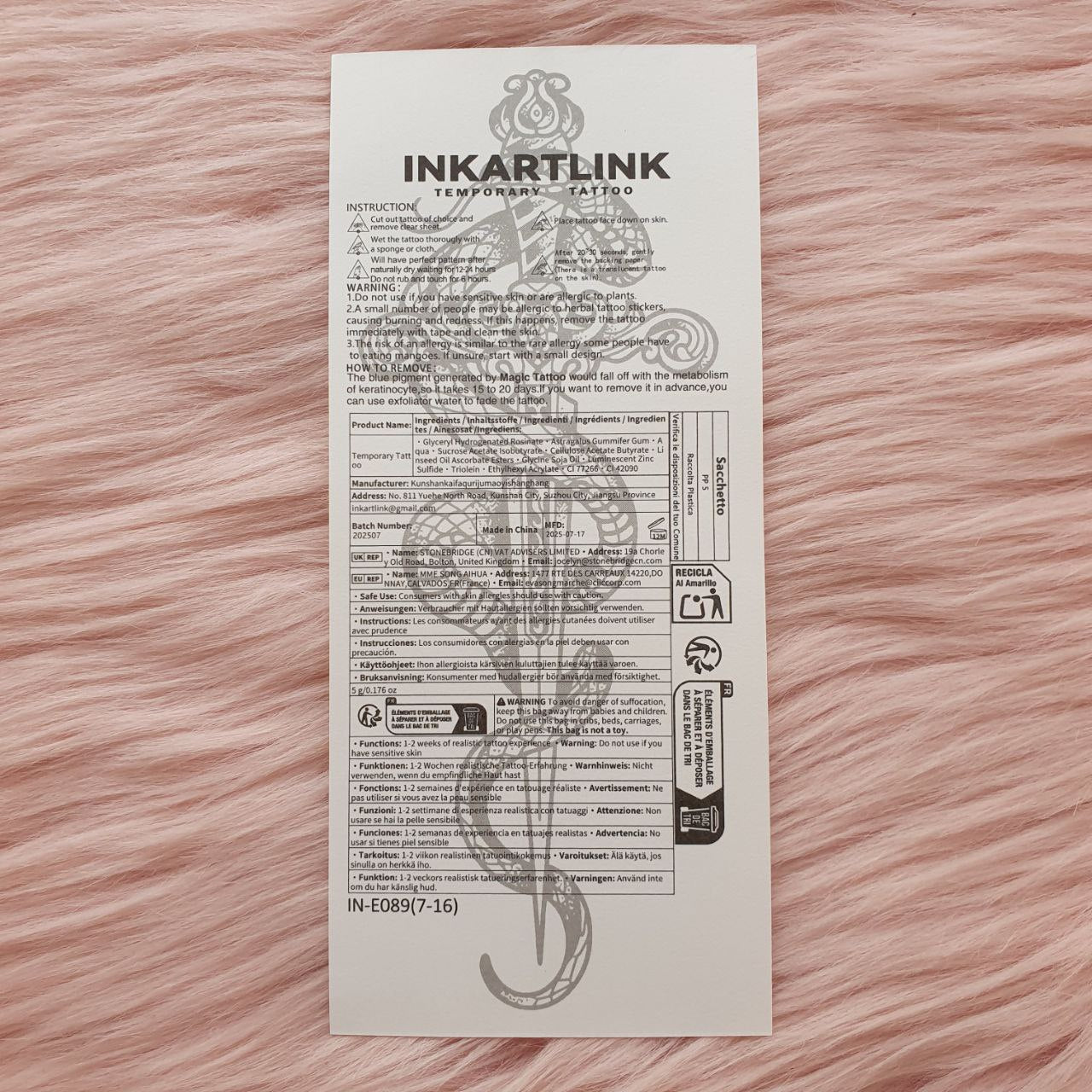 🔝 Tatuaje Temporal Serpiente y Espada INKARTLINK