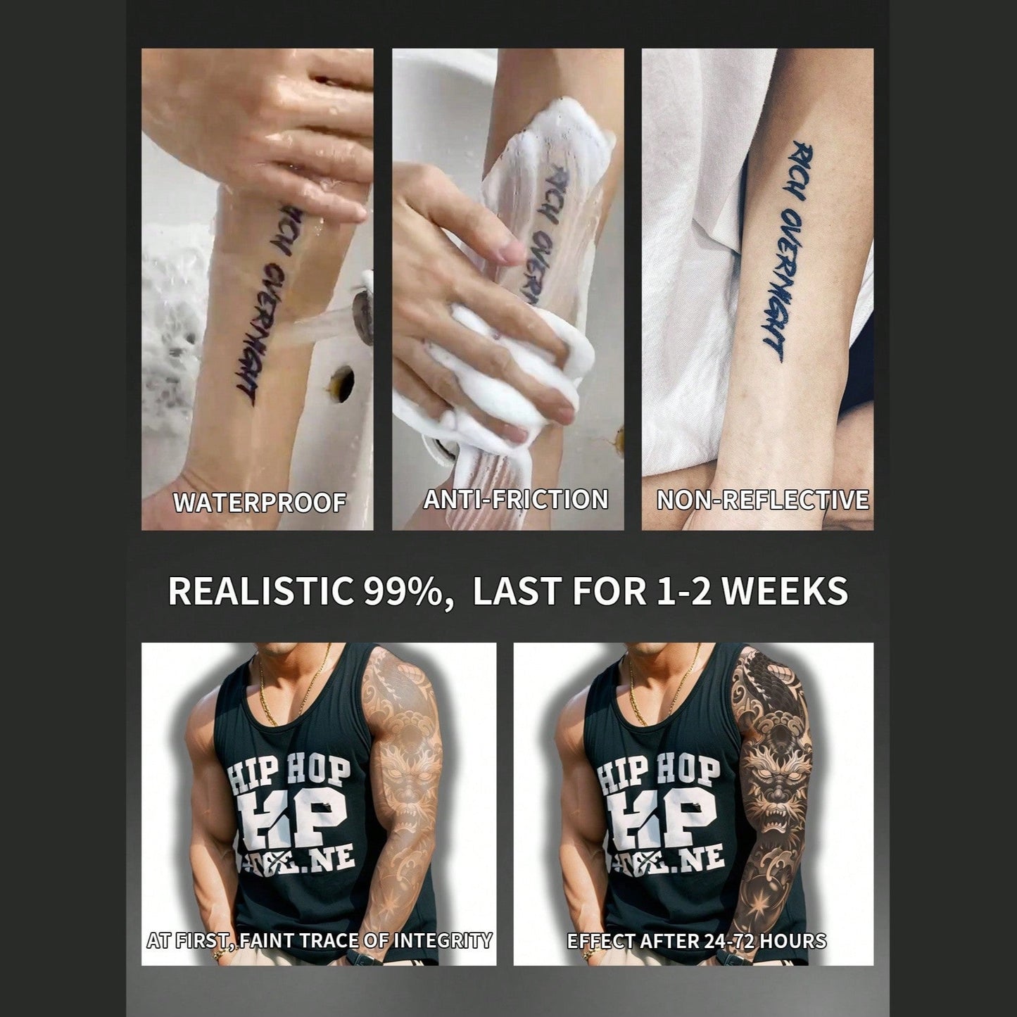 🔝 Tatuaje Temporal Brazo Dragón Shein