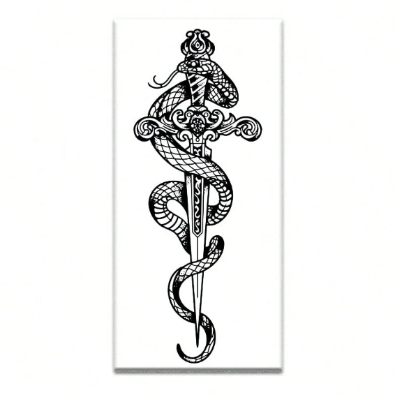 🔝 Tatuaje Temporal Serpiente y Espada INKARTLINK