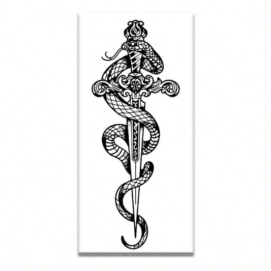 🔝 Tatuaje Temporal Serpiente y Espada INKARTLINK